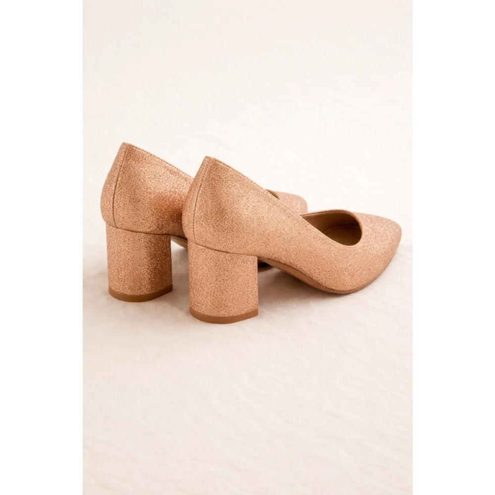 Dream Pairs Rose Gold Glitter Block Heels – Size 8